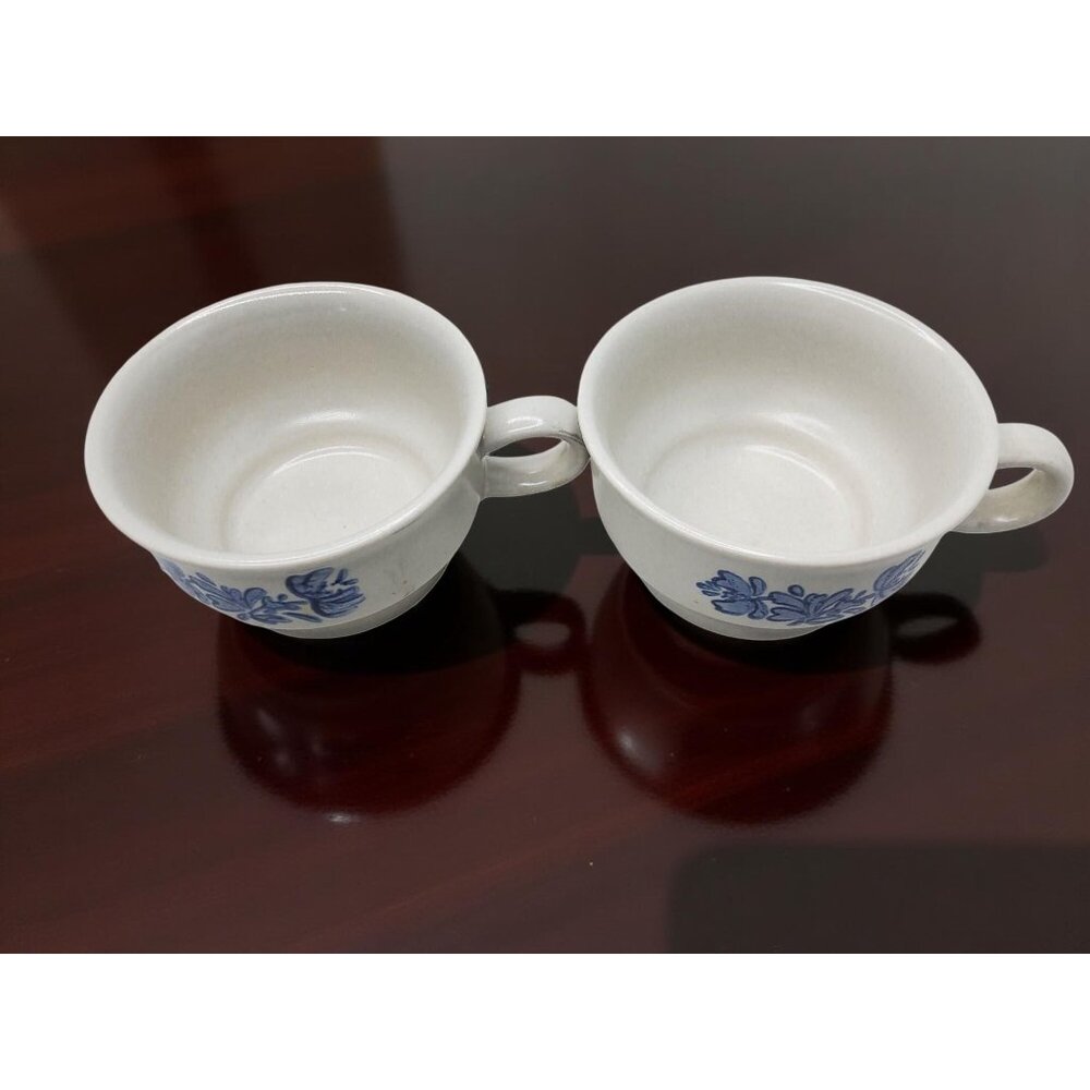 Pair Of Vintage Pfaltzgraff yorktowne Ironstone Blue Floral Coffee,Soup Mugs - Picture 3 of 13